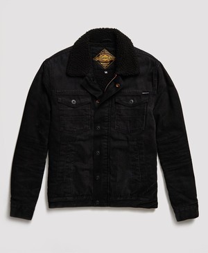 Superdry Hacienda Sherpa Denim Férfi Kabát Fekete | EAKQU2916